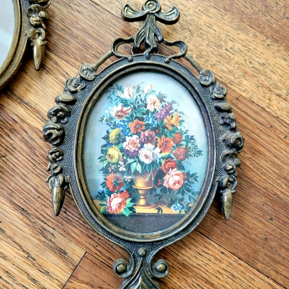 Vintage set of 3 ornate made in Italy brass framed photos - Picture 3 of 7